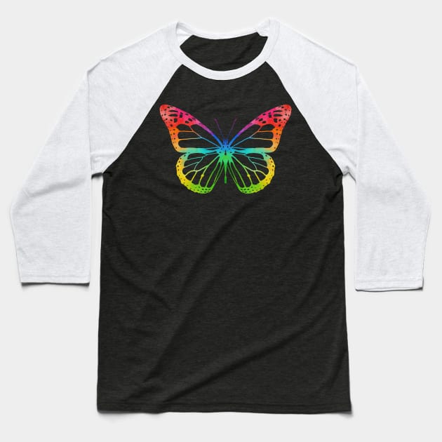 Neon Rainbow Butterfly Baseball T-Shirt by SpecialTs